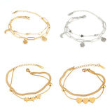 Punk Chain Bracelet For Women Stainless Steel Double Layer Charm Bracelet
