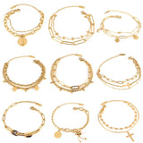 Punk Chain Bracelet For Women Stainless Steel Double Layer Charm Bracelet