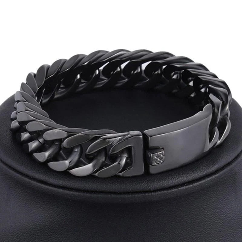 Punk Chain Bracelet Stainless Steel Hip Hop Miami Cuban Link for Men