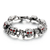 Punk Chain Rhinestone Steel Men Gothic Skull Charm Bracelet