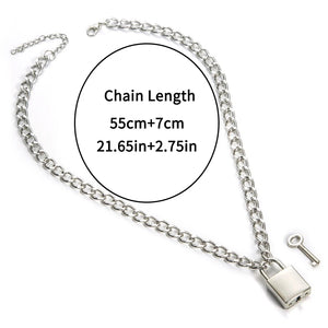 Punk Chain Lock Necklace Padlock Pendant Egirl Alternative Jewelry