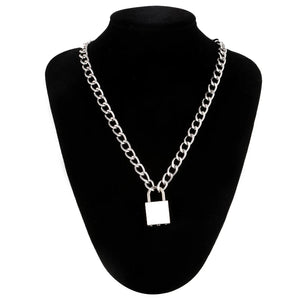 Punk Chain Lock Necklace Padlock Pendant Egirl Alternative Jewelry
