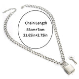 Punk Chain Lock Necklace Padlock Pendant Egirl Alternative Jewelry