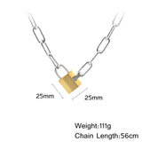 Punk Chain Necklace Men Padlock Steel Lock Pendant Gothic Jewelry