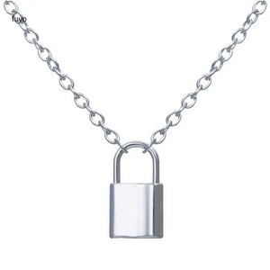 Punk Chain with Padlock Pendant Necklace Statement Gothic Jewelry