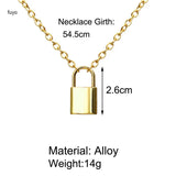 Punk Chain with Padlock Pendant Necklace Statement Gothic Jewelry