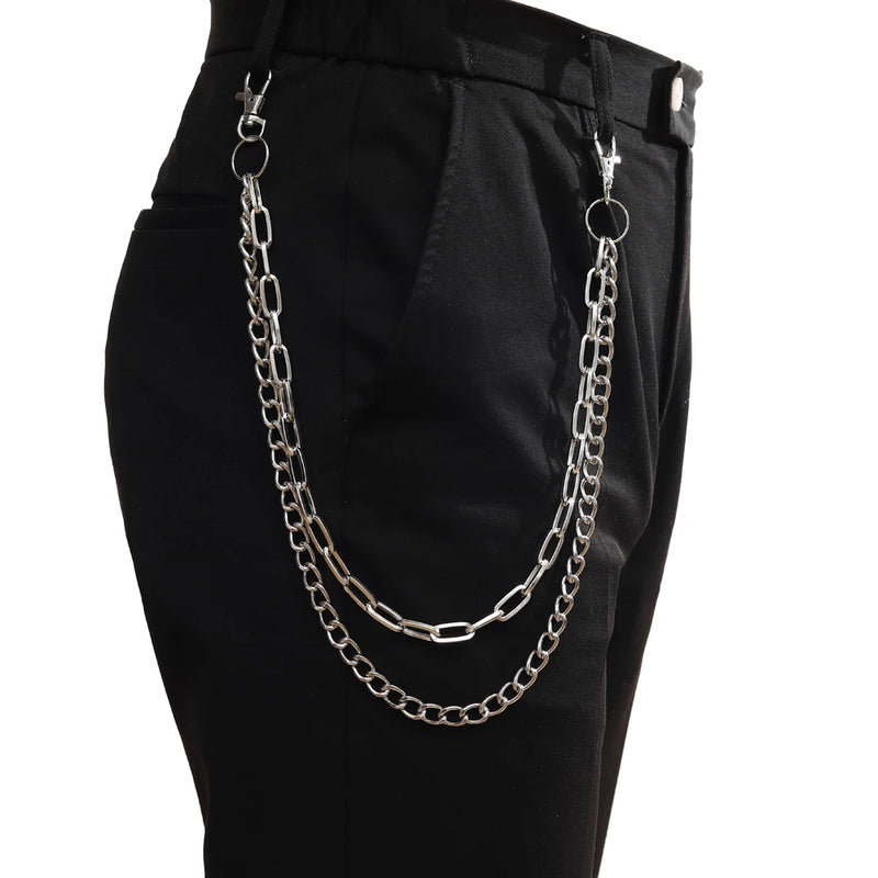 Punk Chains on jeans Keychain Women Pants Layer Belt Waist chains Hip Hop