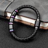 Personalized Stainless Steel Bracelet with Leather Chain for Men and Women
