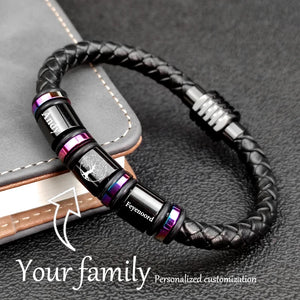 Personalized Stainless Steel Bracelet with Leather Chain for Men and Women