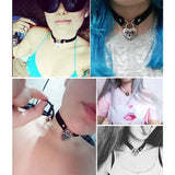 Heart Padlock Punk Choker with Keys