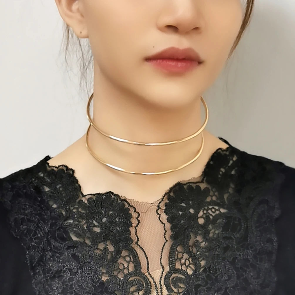 Punk Choker Necklace Chunky Torque Bib Statement Jewelry