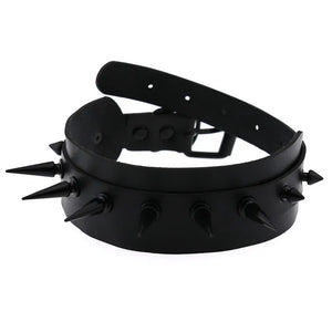 Punk Choker Necklace Gun Nails Rivet Spike Leather Collar