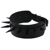 Punk Choker Necklace Gun Nails Rivet Spike Leather Collar