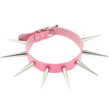 Rivet Spike Leather Choker Punk Necklace for Women
