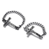 Punk Christ Cross Bracelet Catholic INRI Crucifix Cuban Link Chain Bangle