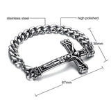 Punk Christ Cross Bracelet Catholic INRI Crucifix Cuban Link Chain Bangle