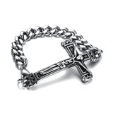 Punk Christ Cross Bracelet Catholic INRI Crucifix Cuban Link Chain Bangle
