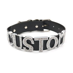 Punk Chunky Big Letters Choker Necklace Exaggerated Wide PU Collar