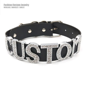 Punk Chunky Big Letters Choker Necklace Exaggerated Wide PU Collar