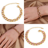 Colorful Drip Rubber Thick Steel Bracelet Party Jewelry