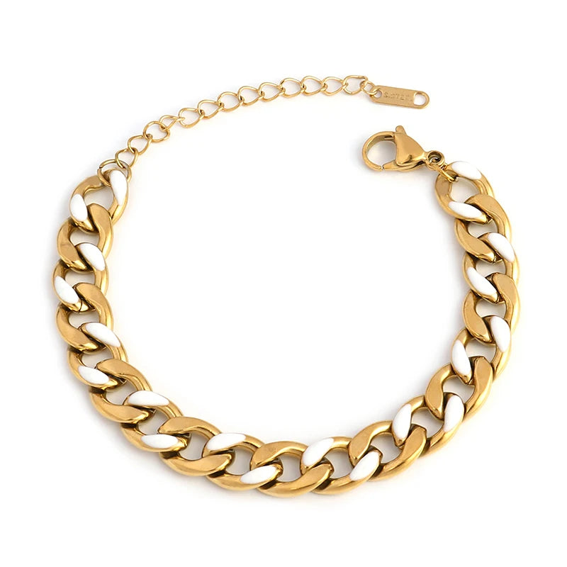 Colorful Drip Rubber Thick Steel Bracelet Party Jewelry