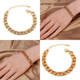 Colorful Drip Rubber Thick Steel Bracelet Party Jewelry