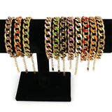 Colorful Drip Rubber Thick Steel Bracelet Party Jewelry