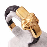 Silver/Gold Lion Head Men's Punk Bracelet Stainless Steel Jewelry