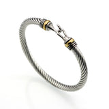 Punk Stainless Steel Fish Hooks Cuff Bangle Twisted Wire Bracelet