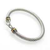 Punk Stainless Steel Fish Hooks Cuff Bangle Twisted Wire Bracelet