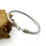 Punk Stainless Steel Fish Hooks Cuff Bangle Twisted Wire Bracelet