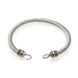 Punk Stainless Steel Fish Hooks Cuff Bangle Twisted Wire Bracelet