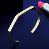 Punk Square Cuff Bracelets Manchette Jewelry Titanium Steel Gold