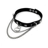 Punk Cosplay Studded Leather Choker Chain Necklace