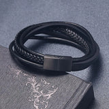 Punk Cowhide Woven Rope Chain Charm Wristband Leather Bracelet Men