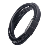 Punk Cowhide Woven Rope Chain Charm Wristband Leather Bracelet Men