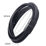 Punk Cowhide Woven Rope Chain Charm Wristband Leather Bracelet Men