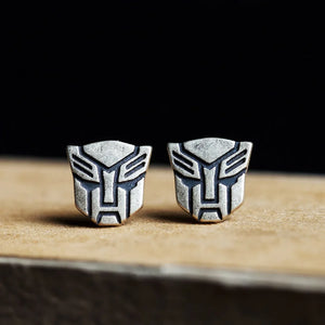 Punk Decepticons Stud Earrings 925 Silver Allergy-Free