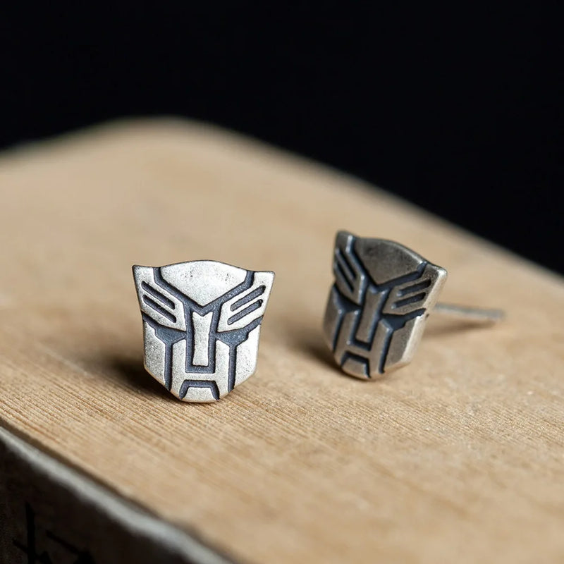 Punk Decepticons Stud Earrings 925 Silver Allergy-Free