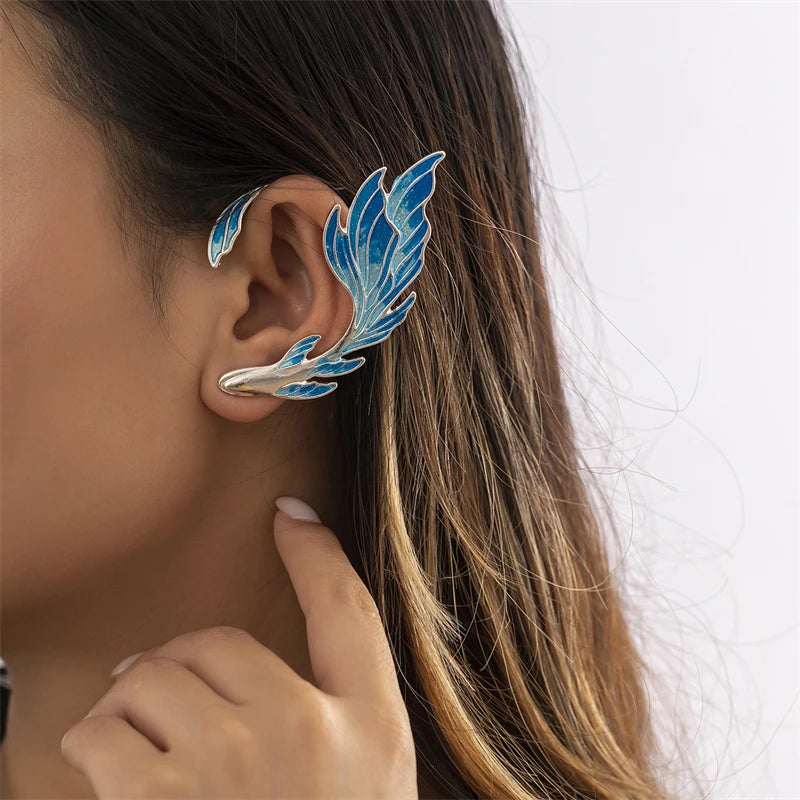 Punk Gradient Fish Ear Cuff Clip Earrings for Women