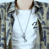 Punk Stylist Scissors Pendant Necklace Men's Hip Hop Rock Biker Jewelry