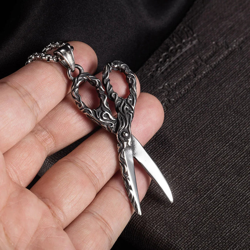 Punk Stylist Scissors Pendant Necklace Men's Hip Hop Rock Biker Jewelry