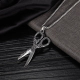 Punk Stylist Scissors Pendant Necklace Men's Hip Hop Rock Biker Jewelry