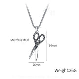 Punk Stylist Scissors Pendant Necklace Men's Hip Hop Rock Biker Jewelry