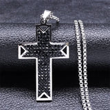 Punk Cross Pendant Necklace Stainless Steel Crystal Christian Men Necklaces