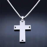 Punk Cross Pendant Necklace Stainless Steel Crystal Christian Men Necklaces