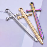Punk Cross Sword Men Necklace Stainless Steel Charm Pendants