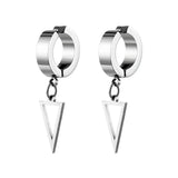 Punk Triangle Dangle Earrings Stainless Steel Circle Hoop for Women Men