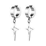 Punk Triangle Dangle Earrings Stainless Steel Circle Hoop for Women Men