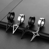 Punk Triangle Dangle Earrings Stainless Steel Circle Hoop for Women Men